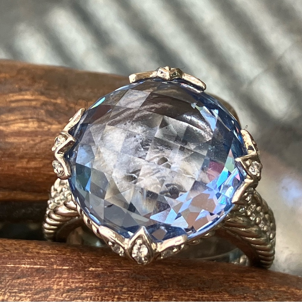 Judith Ripka Sterling Silver Blue Stone Ring 8 - Picture 5 of 10